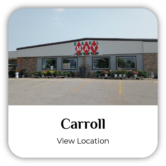Carroll, Iowa, Earl May Garden Center storefront.